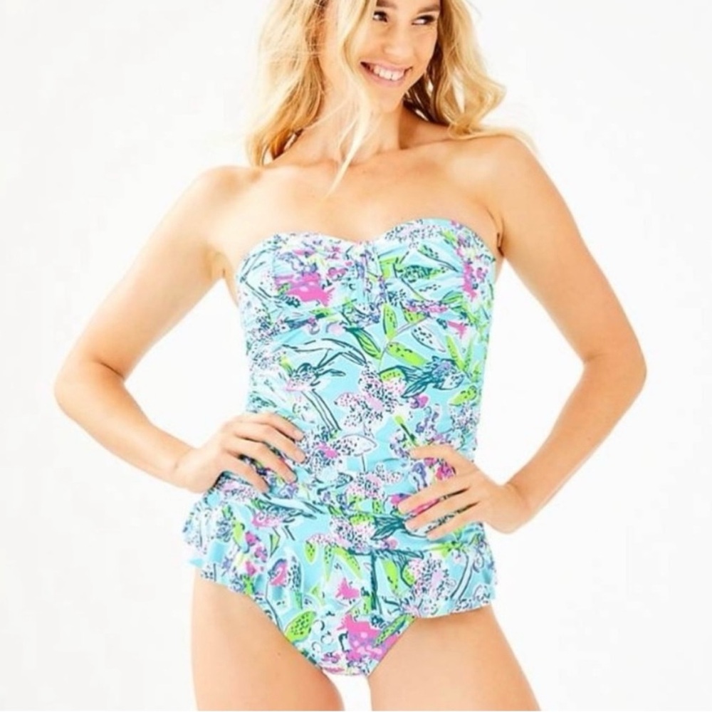 LILLY PULITZER Sz 8 NWT Carmen Ruffled  Tankini TOP Sway This Way. Swims…